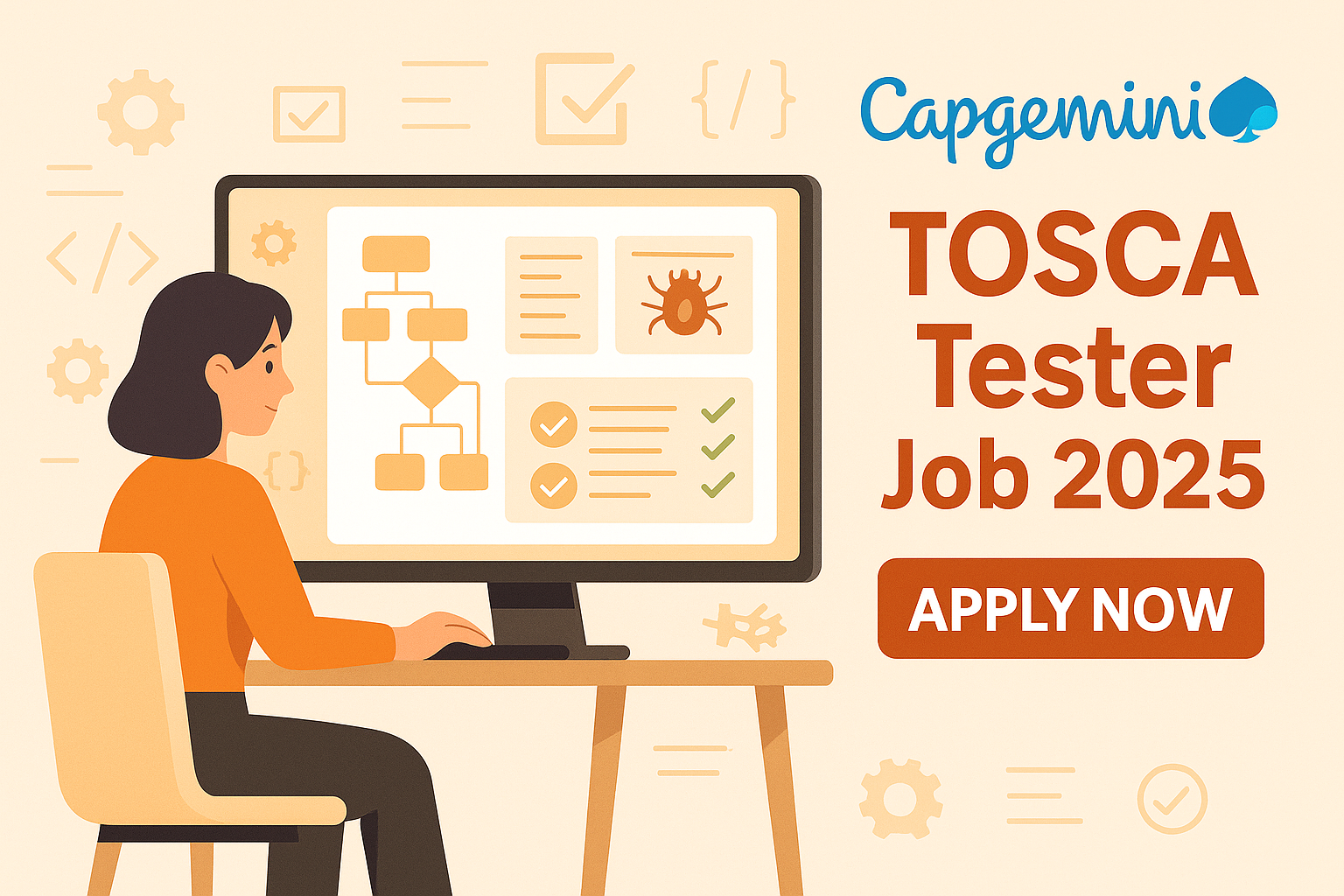 Illustration of Capgemini TOSCA Tester Job 2025 – Automation QA Role Hiring Banner