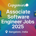 Capgemini Associate Software Engineer hiring banner 2025 with job title, Bangalore location, and rainbow gradient background