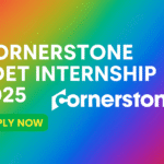 Promotional banner for Cornerstone SDET Internship 2025 with colorful background and apply now message