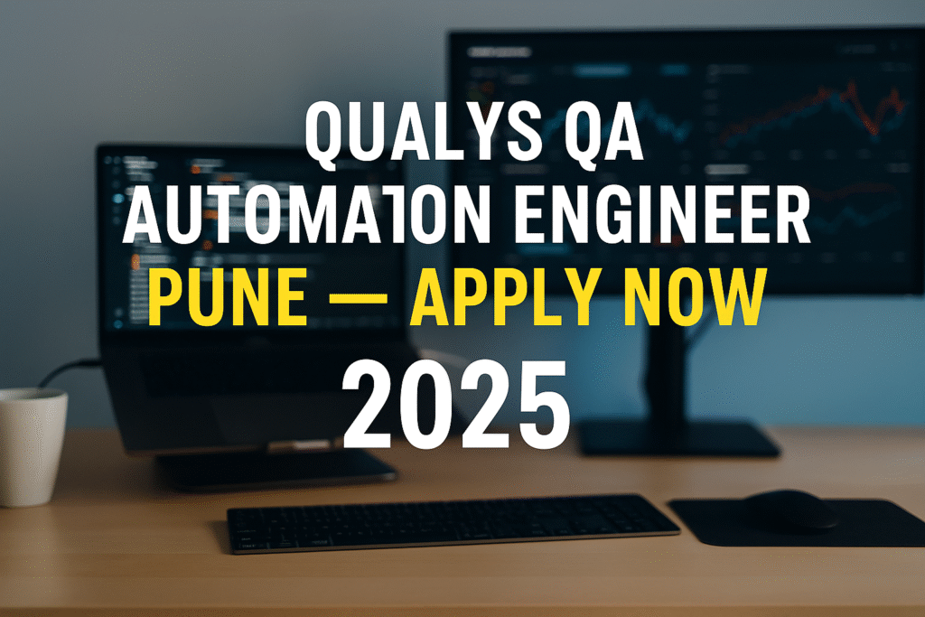 Qualys QA Automation Engineer Pune job 2025 featured thumbnail image with workspace background