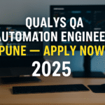 Qualys QA Automation Engineer Pune job 2025 featured thumbnail image with workspace background
