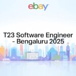 eBay T23 Software Engineer Bengaluru 2025 job post banner with Java symbols and cityscape background